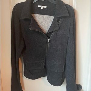Cabi Indie Knit Asymmetrical Moto Jacket Charcoal